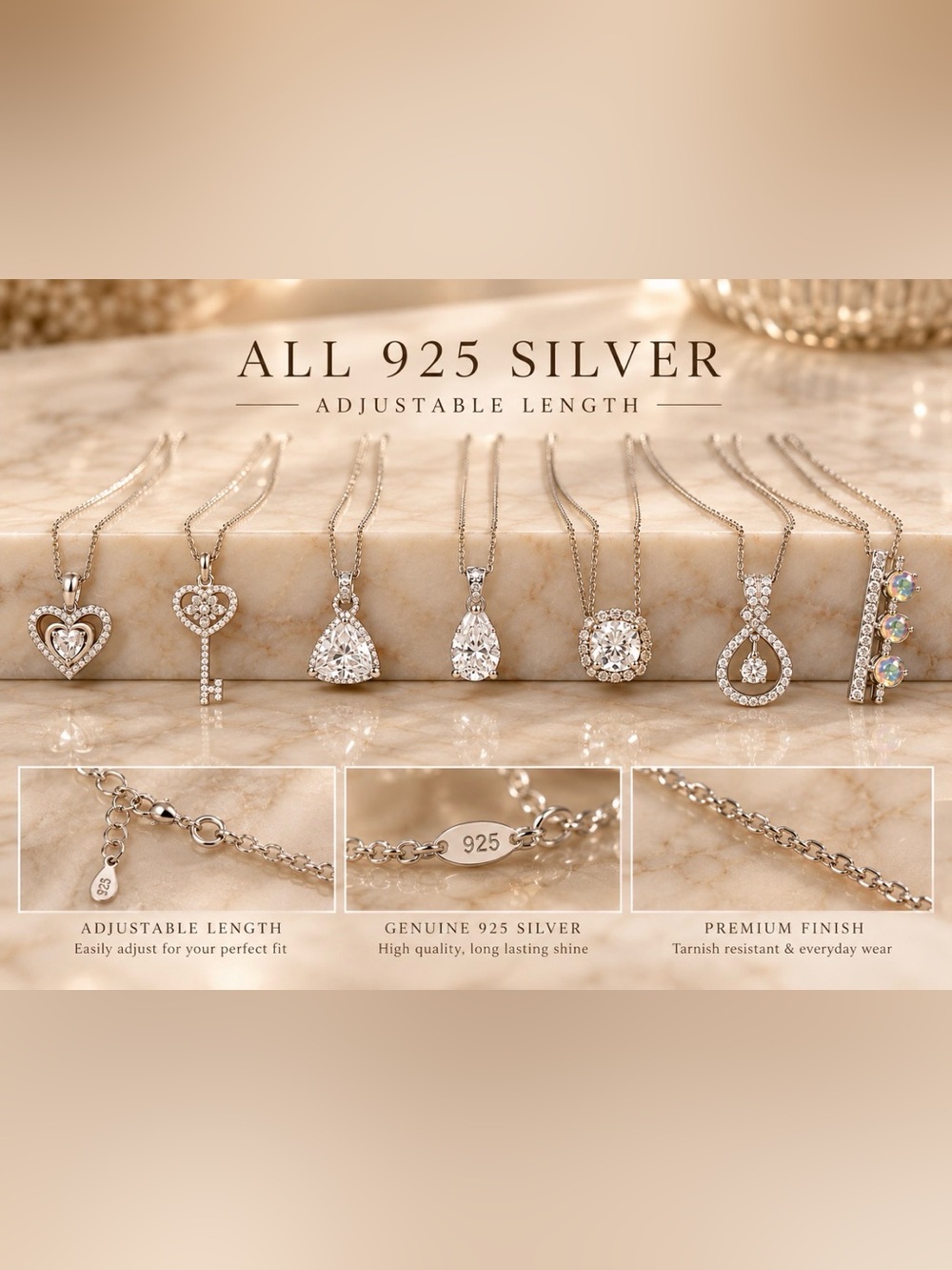 7 Sterling Silver 925 Pendant Necklace